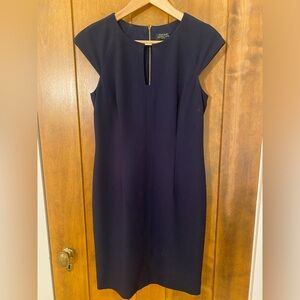 Cap-sleeved, navy Tahari Dress